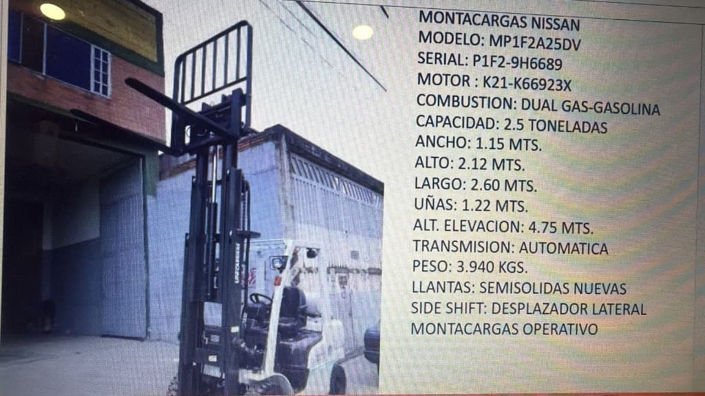 Vista con listado de especificaciones (modelo MP1F2A25DV).